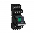 RXM4AB2BDPVM - Miniature plug in relay pre assembled, Harmony, 6A, 4CO, with LED, lockable test button, mixed terminals socket, 24V DC - Schneider Electric - 0