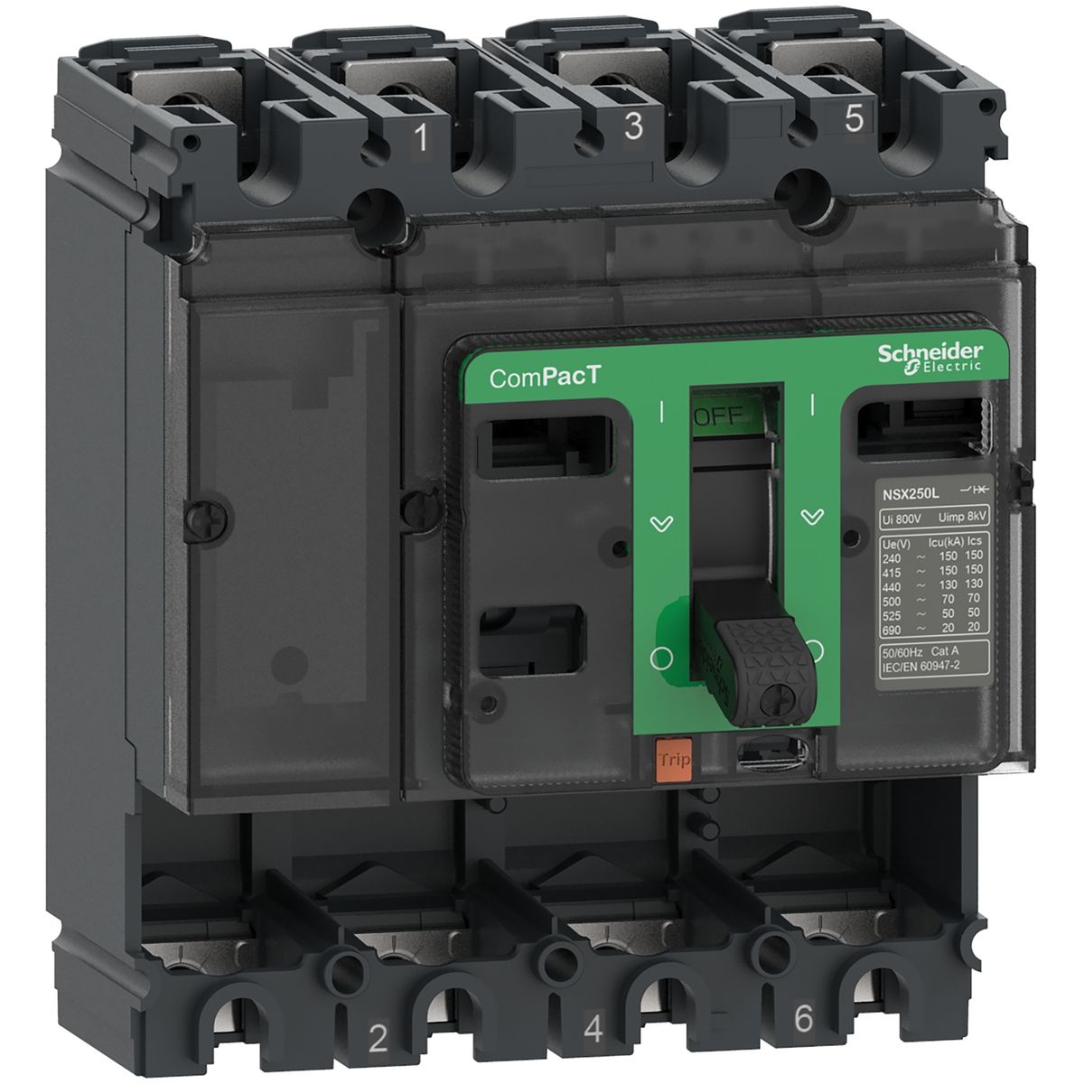 C16F4 - Circuit breaker basic frame, ComPacT NSX160F, 36kA/415VAC, 4 poles, 160A frame rating, without trip unit - Schneider Electric - 0